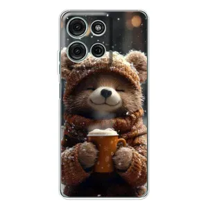 Печатный чехол «Зверята с кофе» для Motorola Moto G75 (Медвежонок с кофе)