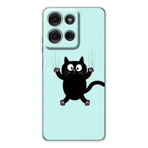 Силиконовый чехол с котиком для Motorola Moto G75 (Падающий кот)