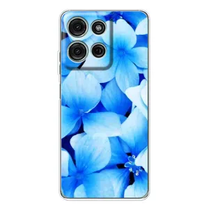 Силиконовый бампер с принтом (цветочки) на Мото Джи 75 (Синие цветы)