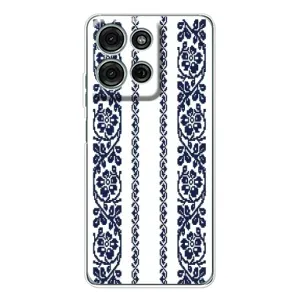 Силиконовый Чехол на Motorola Moto G75 с картинкой Вышиванки (Синяя вышиванка)