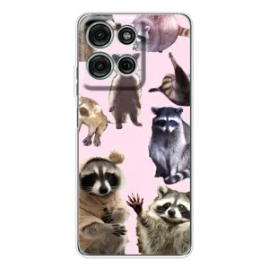 Силиконовый Чехол с Енотами на Motorola Moto G75 (Смешные Еноты)