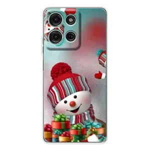 Чехлы на Новый Год Motorola Moto G75 (Снеговик в шапке)