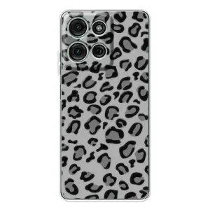 Чехол с леопардовым принтом на Motorola Moto G75 (Темный леопрад)