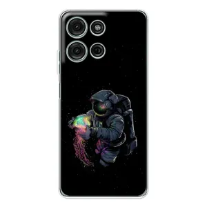 Силиконовый Чехол с принтом "Космонавты" на Motorola Moto G75 (В руках земля)