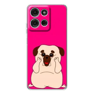 Чехол (ТПУ) Милые собачки для Motorola Moto G75 (Веселый Мопсик)