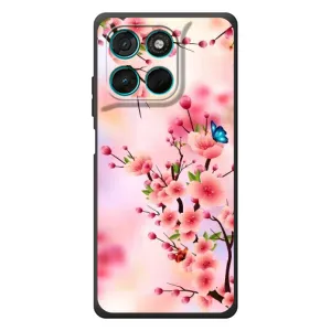 Чехол с принтом САКУРЫ на Motorola Moto G77 (Бабочки на сакуре)
