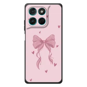 Чехол банты для Motorola Moto G77 (Бант на розовом)