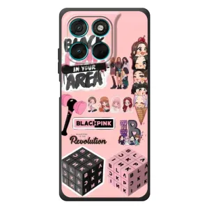 Чехлы с картинкой для Motorola Moto G77 (BLACK PINK коллаж)