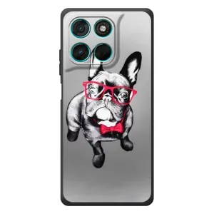 Чехол (ТПУ) Милые собачки для Motorola Moto G77 (Бульдог в очках)