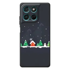 Силиконовый бампер на рождество для Motorola Moto G77 (Город зимний)