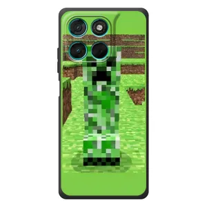 Чехлы для Motorola Moto G77 (Персонажи Майн Крафт) (Крипер 2)