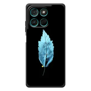 Чехол с картинками на черном фоне для Motorola Moto G77 (Листочек)