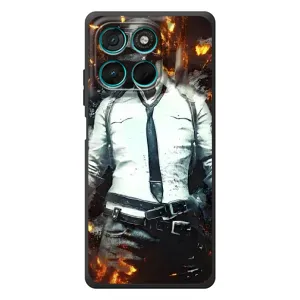 Силиконовый чехол с картинкой "Герой Pubg" на Motorola Moto G77 (Man Пубг)