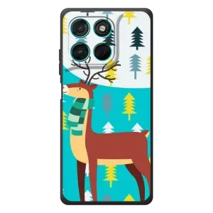 Силиконовый бампер с картинкой животных для Motorola Moto G77 (Олень с шарфом)