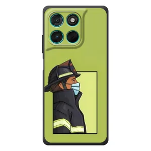 Силиконовый бампер (Работники) на Motorola Moto G77 (Пожарник)