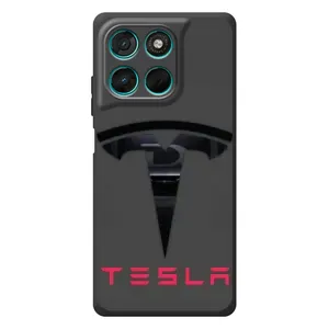 Силиконовый бампер с картинкой машины на Motorola Moto G77 (Logo TESLA)