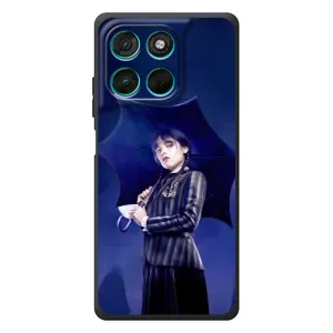 Чехлы с принтом Уэнсдей на Motorola Moto G77 (Уэнсдей с зонтом)