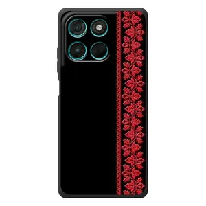 Силиконовый Чехол на Motorola Moto G77 с картинкой Вышиванки (Вышиванка на черном)
