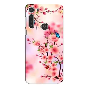 Чехол с принтом САКУРЫ на Motorola MOTO G8 (Бабочки на сакуре)