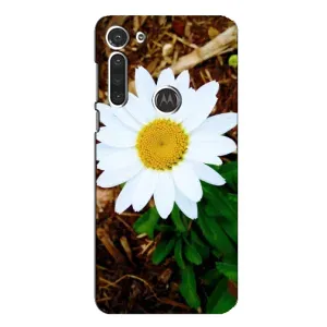 Чехол с ромашками на Motorola MOTO G8 (Белая ромашка)