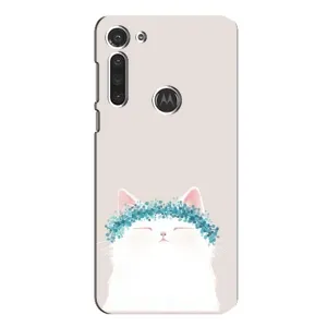 Чехол на тематику: Коты для Motorola MOTO G8 (Белый котик)