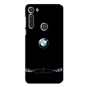 Силиконовый бампер с картинкой машины на Motorola MOTO G8 (Черный BMW)