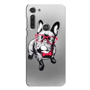 Чехол (ТПУ) Милые собачки для Motorola MOTO G8 (Бульдог в очках)