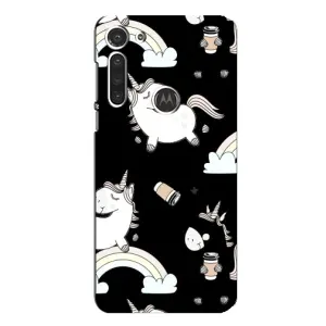Чехол Unicorn на Motorola MOTO G8 (Единорог с кофе)