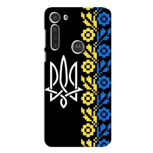 Силиконовый Чехол на Motorola MOTO G8 (Герб и вышыванка)