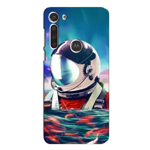 Силиконовый Чехол с принтом "Космонавты" на Motorola MOTO G8 (Космонавт в воде)