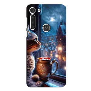 Чехлы на Новый Год Motorola MOTO G8 (Кот новогодний)