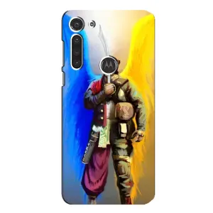 Чехол с картинкой (Патриотический КОЗАК) на Motorola MOTO G8 (Козак с крыльями)