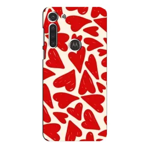 Чехлы с тематикой "Маленькие Сердечки" на Motorola MOTO G8 (Красные сердечка)