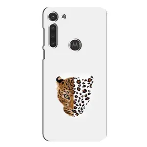 Чехол с леопардовым принтом на Motorola MOTO G8 (Леопард на белом)