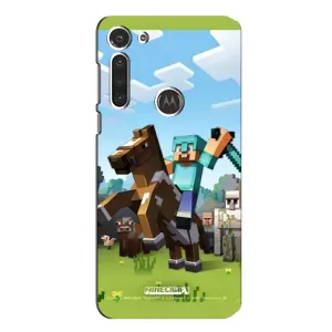 Чехлы для Motorola MOTO G8 (Персонажи Майн Крафт) (На коне)