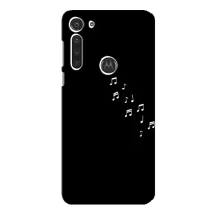 Чехол с картинками на черном фоне для Motorola MOTO G8 (Ноты)