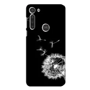Силиконовый Чехол с одуванчиками на Motorola MOTO G8 (Одуванчик на чёрном)