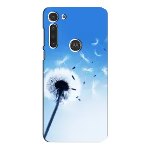 Силиконовый Чехол с одуванчиками на Motorola MOTO G8 (Одуванчик на голубом)