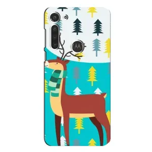 Силиконовый бампер с картинкой животных для Motorola MOTO G8 (Олень с шарфом)