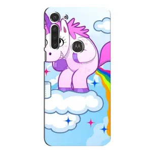 Чехол Unicorn на Motorola MOTO G8 (Радуга единорожка)