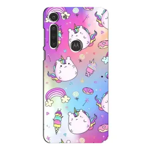 Чехол Unicorn на Motorola MOTO G8 (Радуга и Единорог)