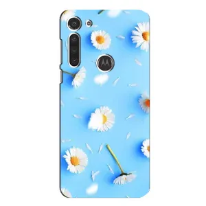 Чехол с Цветами для Motorola MOTO G8 (ромашки на голубом)