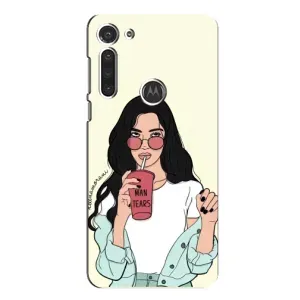 Силиконовый Чехол на Motorola MOTO G8 с картинкой Стильных Девушек (С напитком)