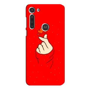 Чехлы (Знак сердечка) на Motorola MOTO G8 (Сердце на красном)