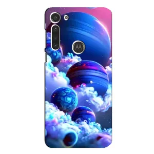 Чехлы КОСМОС для Motorola MOTO G8 (Синие планеты)
