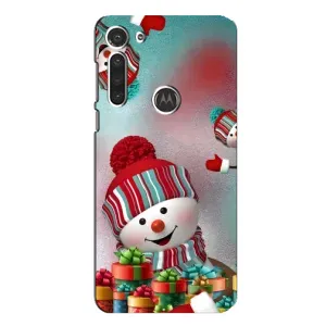 Чехлы на Новый Год Motorola MOTO G8 (Снеговик в шапке)