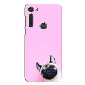 Бампер для Motorola MOTO G8 с картинкой "Песики" (Собака на розовом)