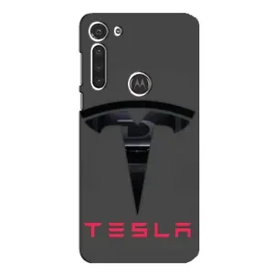 Силиконовый бампер с картинкой машины на Motorola MOTO G8 (Logo TESLA)