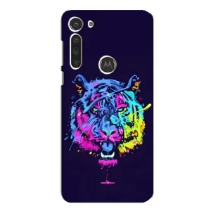 Силиконовый бампер с картинкой животных для Motorola MOTO G8 (Тигр-Арт)
