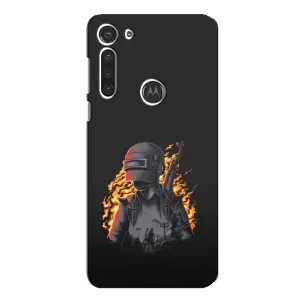 Силиконовый чехол с картинкой "Герой Pubg" на Motorola MOTO G8 (В огне)